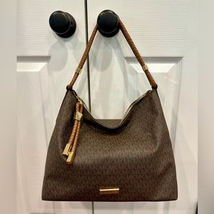 Michael Michael Kors Large Lexington Brown Leather Logo Shoulder Bag